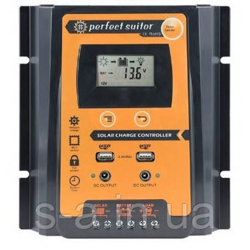 PVSC50A 50А 12/24В Контролер заряду сонячних батарей (модулів) з Дисплеєм + 2USB Контролер заряду