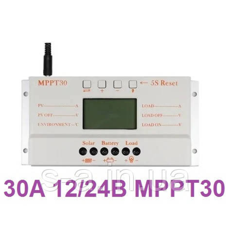 12/24В MPPT 30А Контролер заряду сонячних батарей (модулів) з Дисплеєм Контролер заряду для сонячних модулів