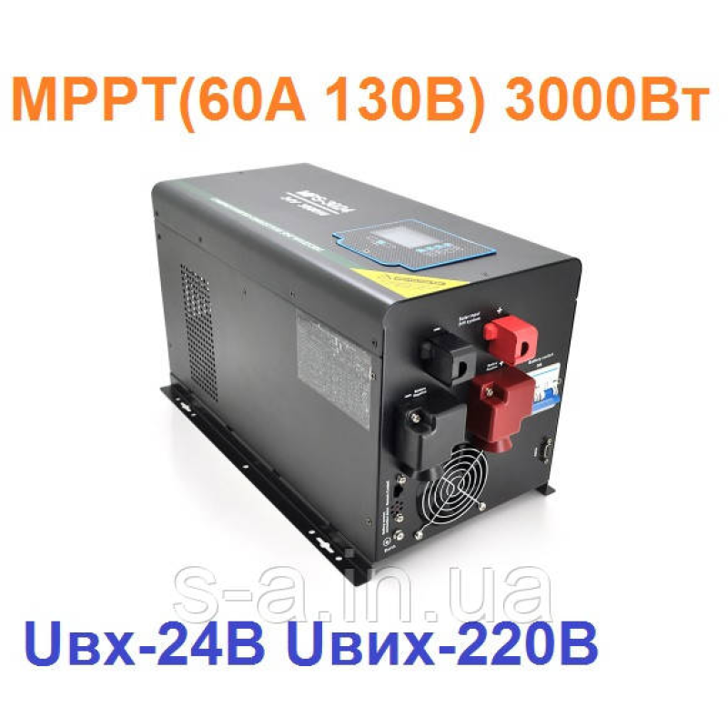 Сонячний інвертор RITAR RTSWm-MPPT-MPS-3024, 3000 W, 24 V, струм заряду 45 A, 160-275V, MPPT (60А