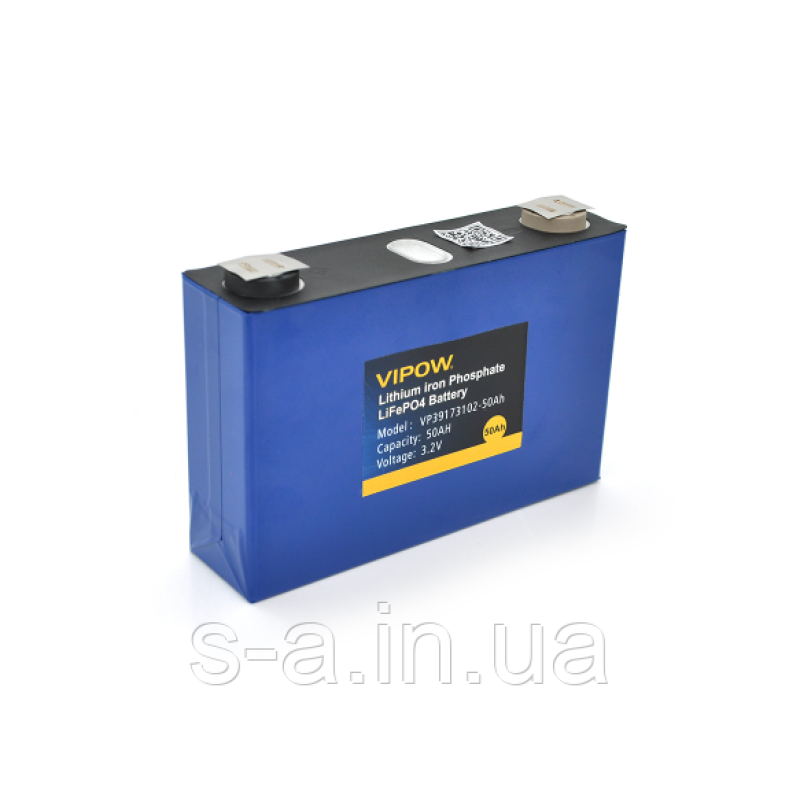 50AH LiFePO4 Літій-залізо-фосфатний акумулятор Vipow 3.2 V 50 AH LiFePO4 7000 Циклів, 150 х 41 х 95 мм