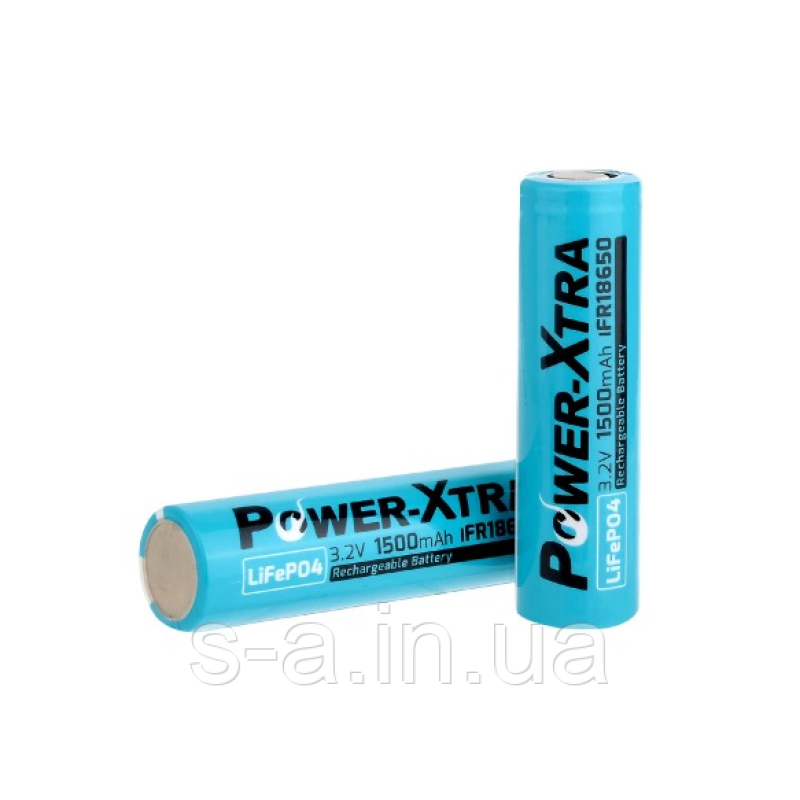 1500 мА·год Літій-залізо-фосфатний акумулятор LiFePO4 Power-Xtra IFR18650 1500mah 3.2V, BLUE