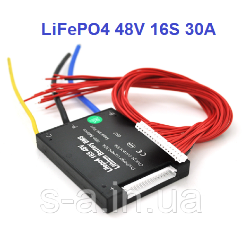 30А 48В BMS контролер заряд-розряд плата HeYo LiFePO4 48V 16S 30A симетрія