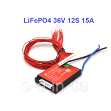 15А 36В BMS контролер заряд-розряд плата DaLy LiFePO4 36V 12S 15A симетрія