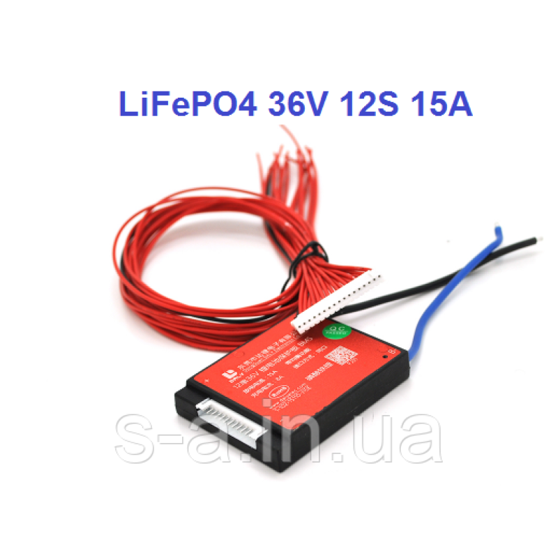 15А 36В BMS контролер заряд-розряд плата DaLy LiFePO4 36V 12S 15A симетрія