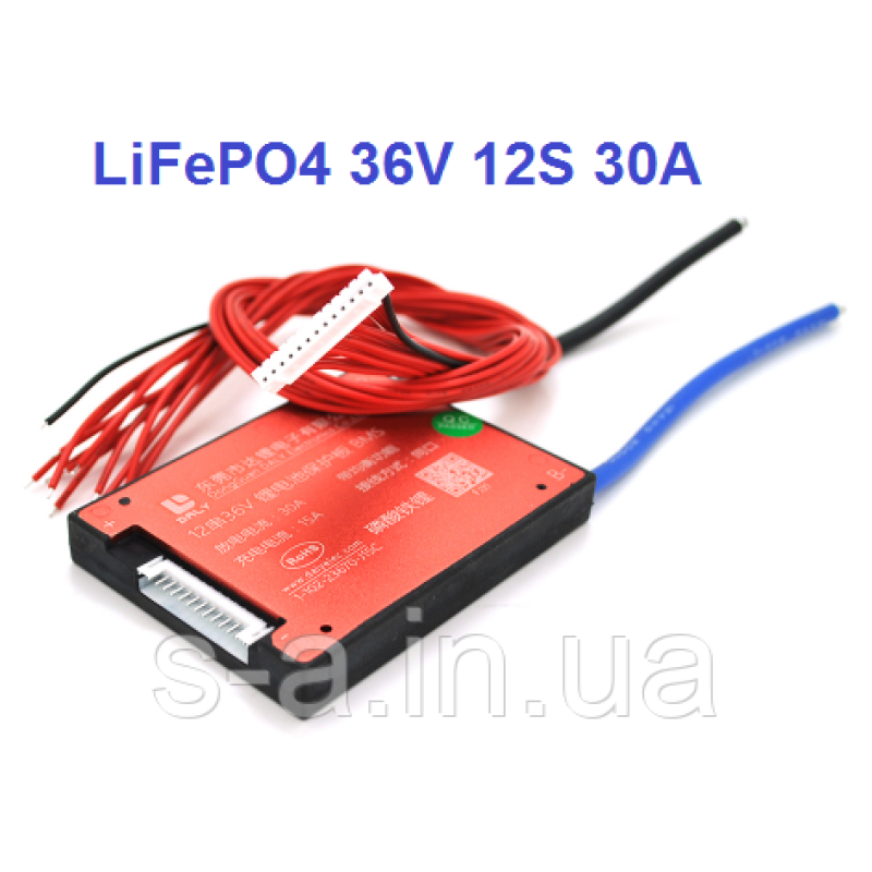 30А 36В BMS контролер заряд-розряд плата DaLy LiFePO4 36V 12S 30A симетрія