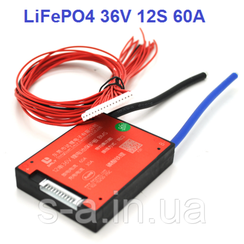 60А 36В BMS контролер заряд-розряд плата DaLy LiFePO4 36V 12S 60A симетрія