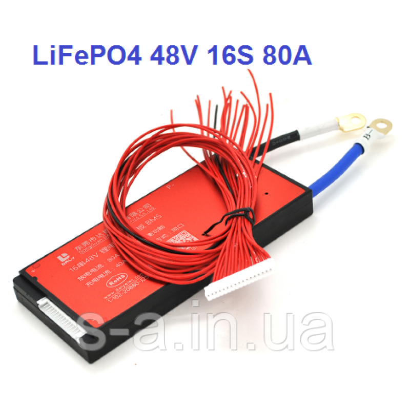 80А 48В BMS контролер заряд-розряд плата DaLy LiFePO4 48V 16S 80A симетрія