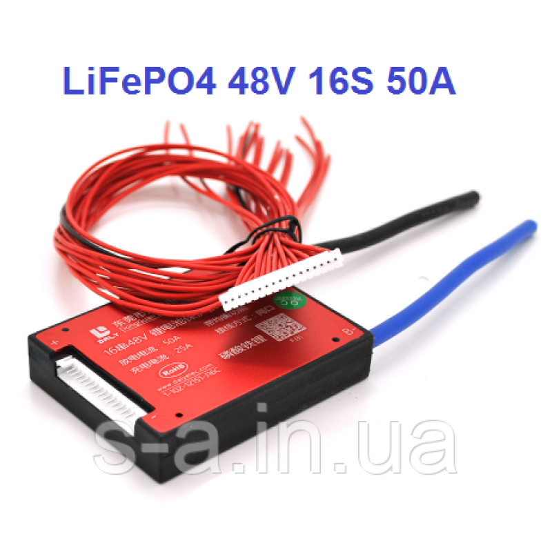60А 48В BMS контролер заряд-розряд плата DaLy LiFePO4 48V 16S 60A симетрія
