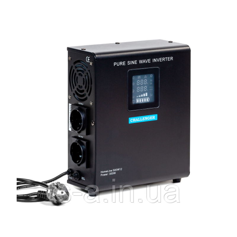 ДБЖ з правильною синусойдой Challenger HomeLine 500W12 (350W), 12V під зовнішній акумулятор, струм заряду 5А/10А
