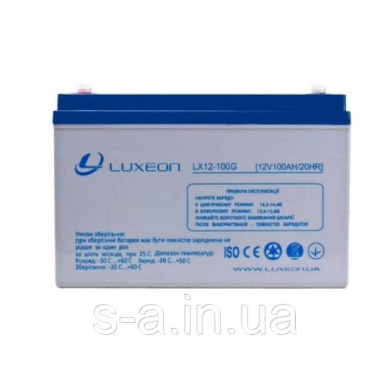 100AhGEL Акумуляторна батарея 12 V 100,0 Ah GEL Luxeon LX12-100G для систем резервного та автономного живлення,