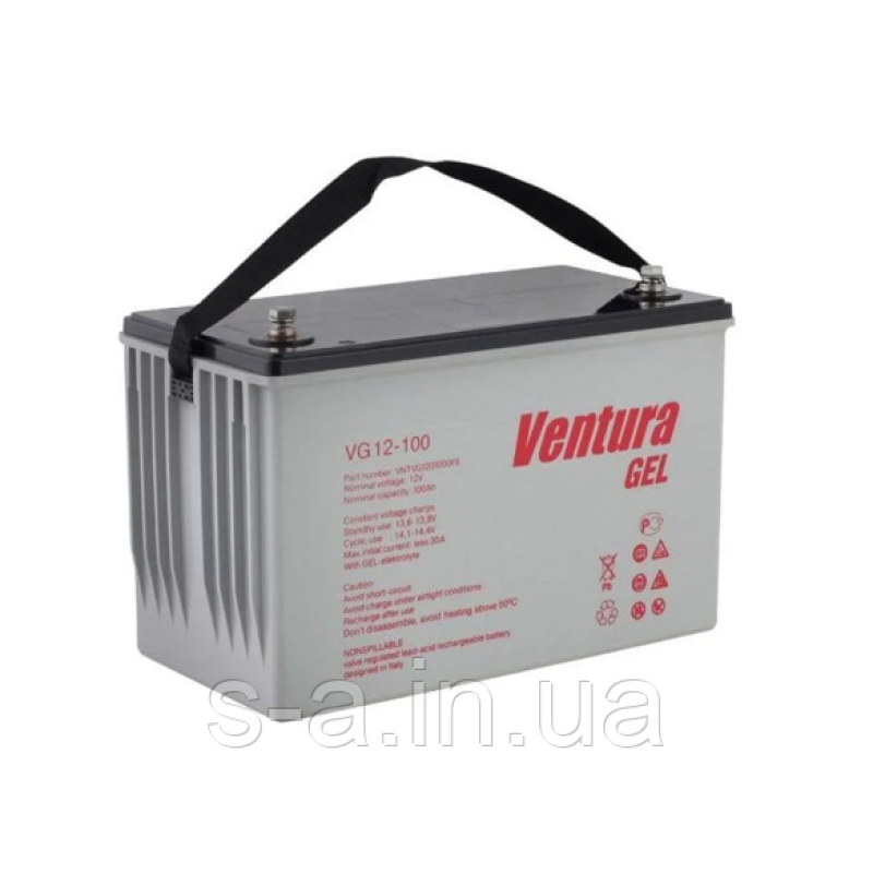 100 А·год Гелевий акумулятор Ventura для систем резервного та автономного живлення, СЕС VG 12-100 Gel 12V 100A, GEL