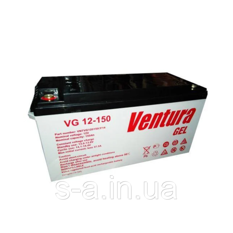 150 А·год Гелевий акумулятор Ventura для систем резервного та автономного живлення, СЕС VG 12-100 Gel 12V 100A, GEL