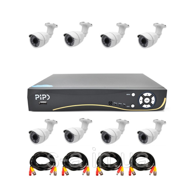 Комплект відеоспостереження Outdoor 006-8-1MP Pipo+MERLION