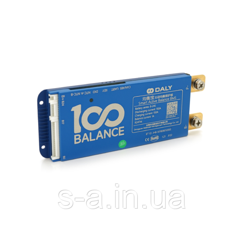 Universal BMS smart плата DaLy LiFePO4 8-24S 150A з Bluetooth + CAN + активний балансир 1A