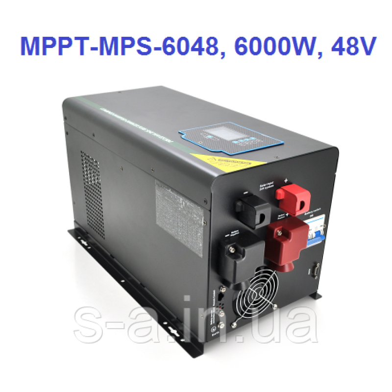 Сонячний (Гібридний) інвертор ДБЖ RITAR RTSWm-MPPT-MPS-6048, 6000 W, 48 V, струм заряду 45 A, 180-265 V, MPPT (60 А,