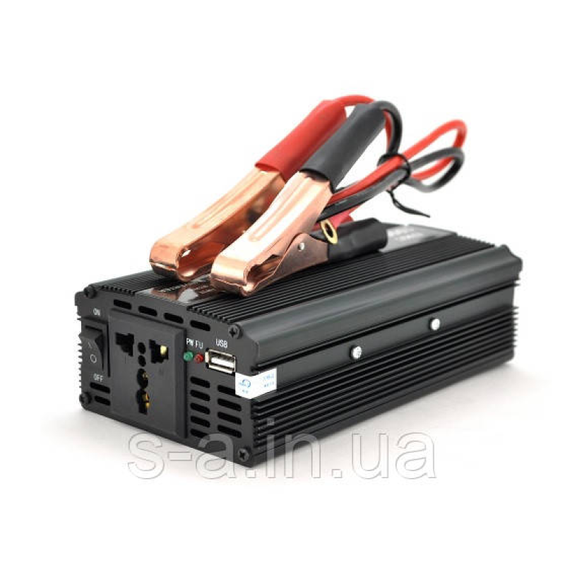 Інвертор напруги Voltronic, 1000ВА(600Вт), 12/220V, апроксимована, 1 універсальна розетка, клеми + крокодили Інвертор напруги Voltronic, 1000ВА(600Вт), 12/220V, апроксимована, 1 універсальна розетка, клеми + крокодили