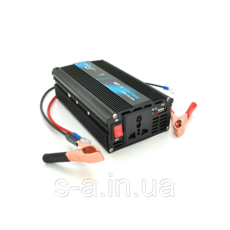 Інвертор напруги Voltronic, 500ВА (300 Вт), 12/220 V, aproximated, 1 універсальна розетка, крокодили, 1 USB