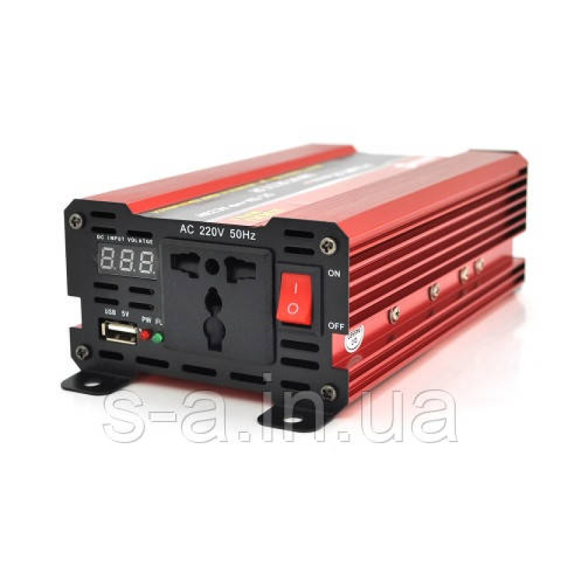 Інвертор напруги NV-2000(1200 Вт)+LCD, 12/220V, aproximated, 1 універсальна розетка, клеми + АЗП, Box