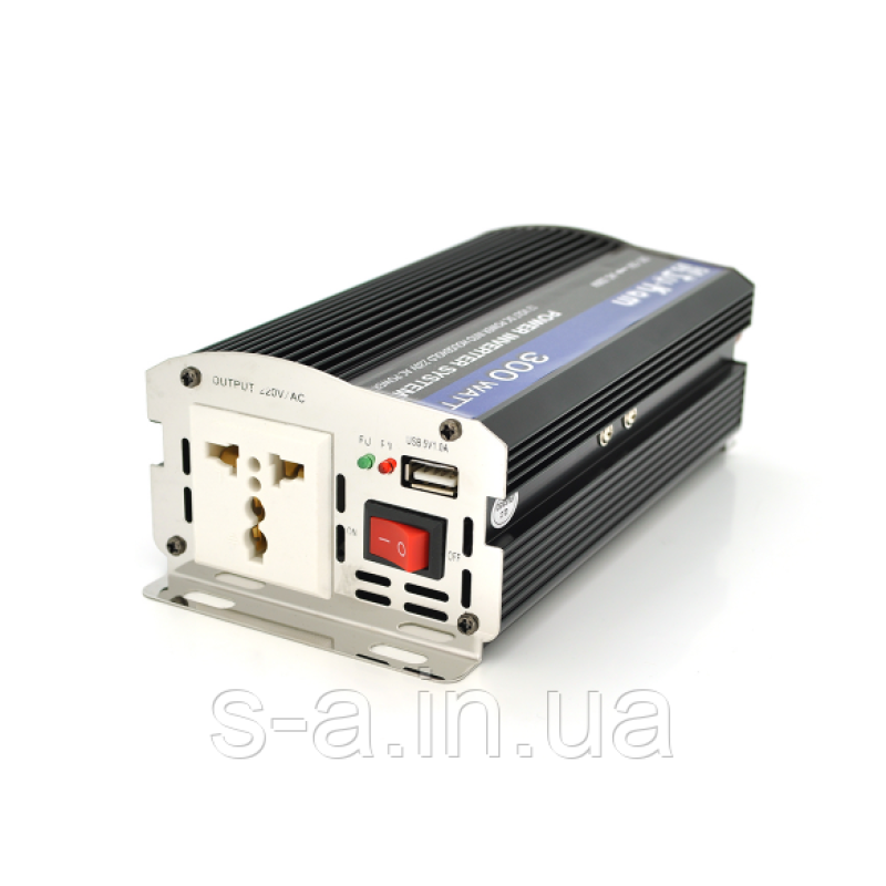 Інвертор напруги Su-kam SU300 (250 Вт), 12/220 V, aproximated, 1 універсальна розетка, крокодили + АЗП, 1 USB