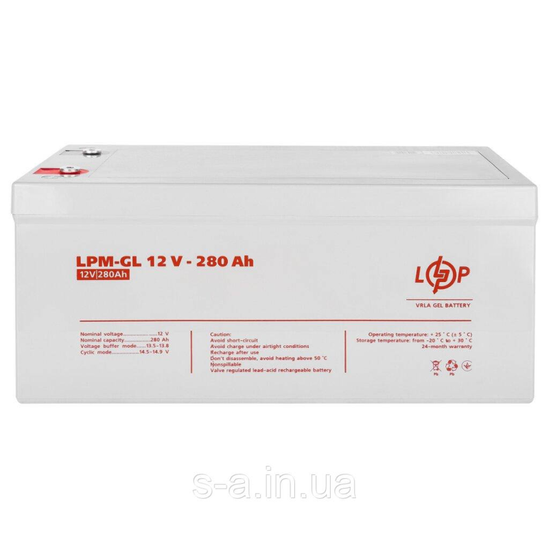 280Ah Акумулятор гелевий LPM-GL 12 V — 280 Ah для систем резервного та автономного живлення, Сонячних електростанцій СЕС, GEL