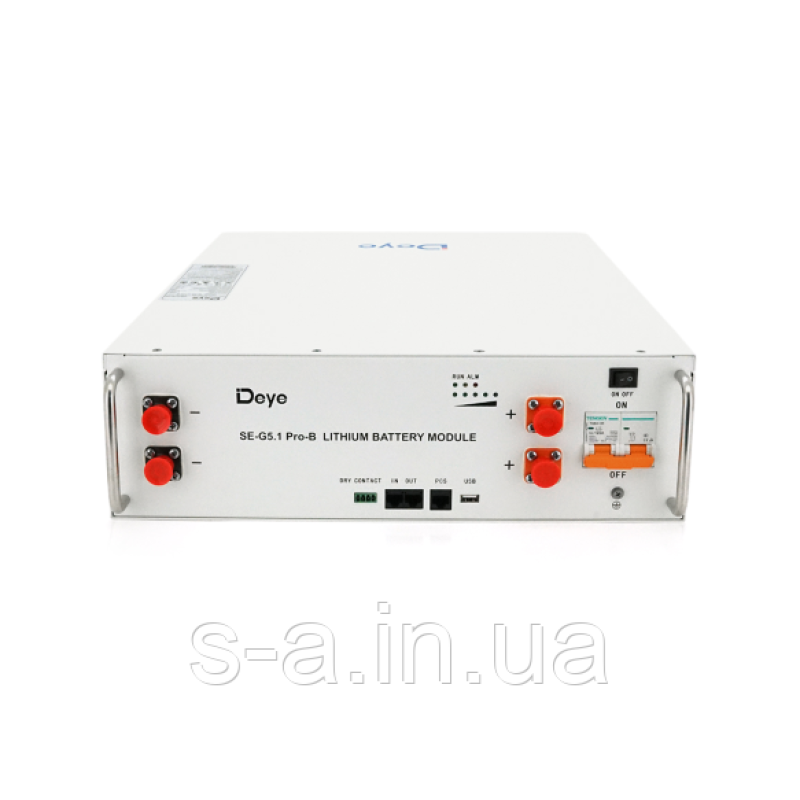 Акумуляторна батарея Deye LiFePO4 SE-G5.1 Pro-B 51,2V 100AH, 5,12kW BMS50A@16S до 32 parallel CAN/RS485, IP21,