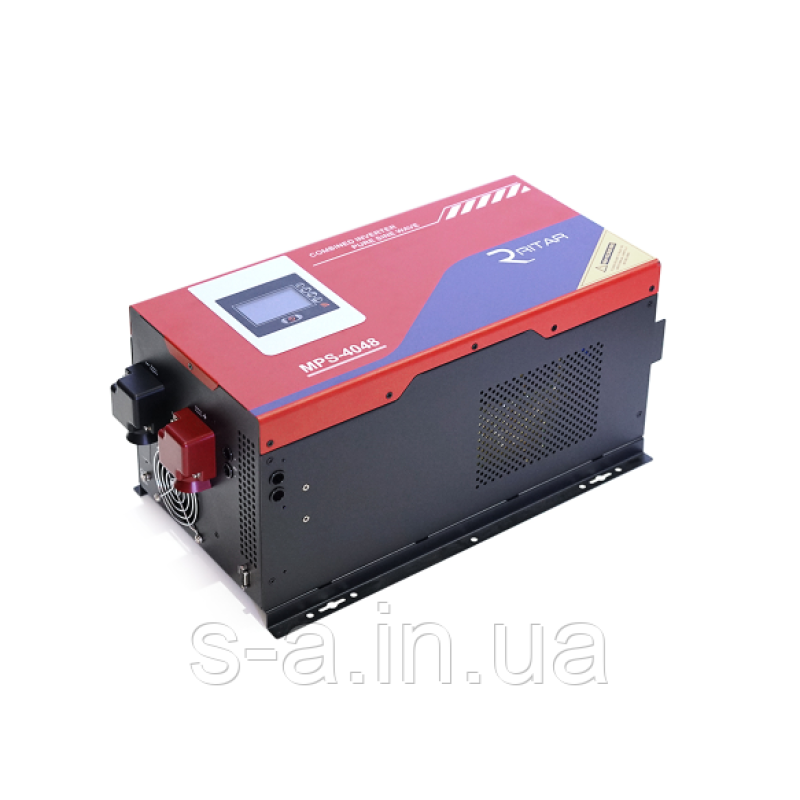 Гібридний інвертор RITAR RTSWm-MPPT-MPS-4048, 4000W, 48V, ток заряда 0-45A, 180-265V, MPPT (60А, 64-130Vdc)