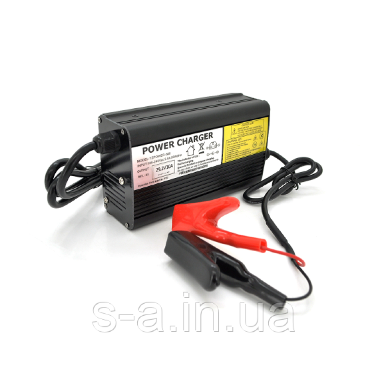 Зарядний пристрій Merlion для акумуляторів LiFePO4 24 V (29,2V),8S, 10A-240 W + крокодили, BOX,Q20